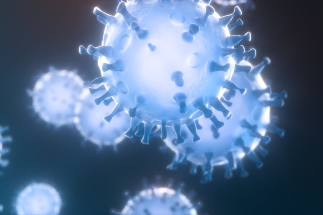 Dispersed corona viruses with dark background