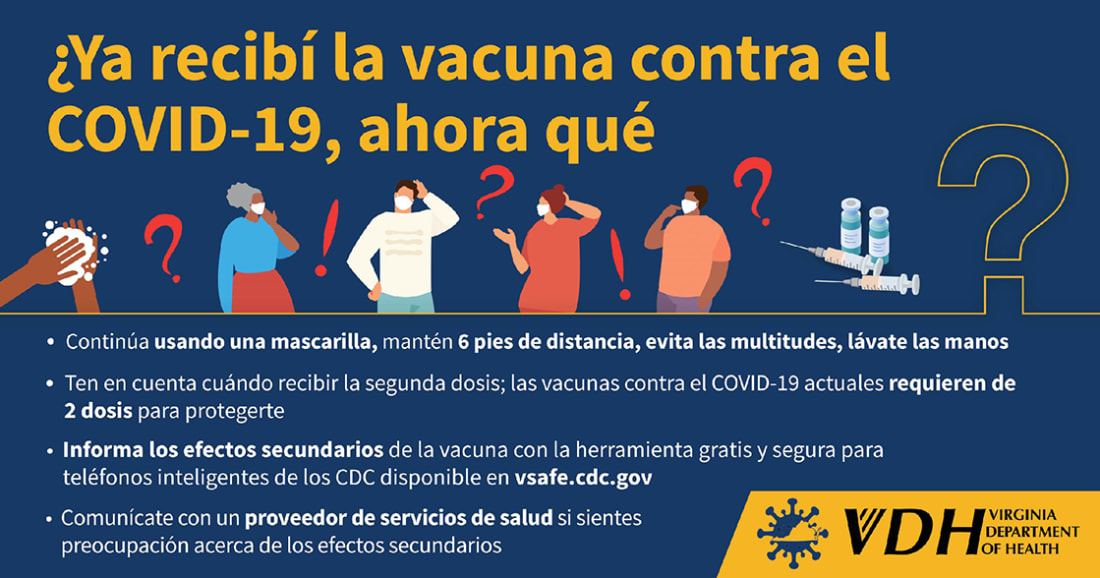 Example Spanish vaccine messaging from the Virginia Dept. of Health