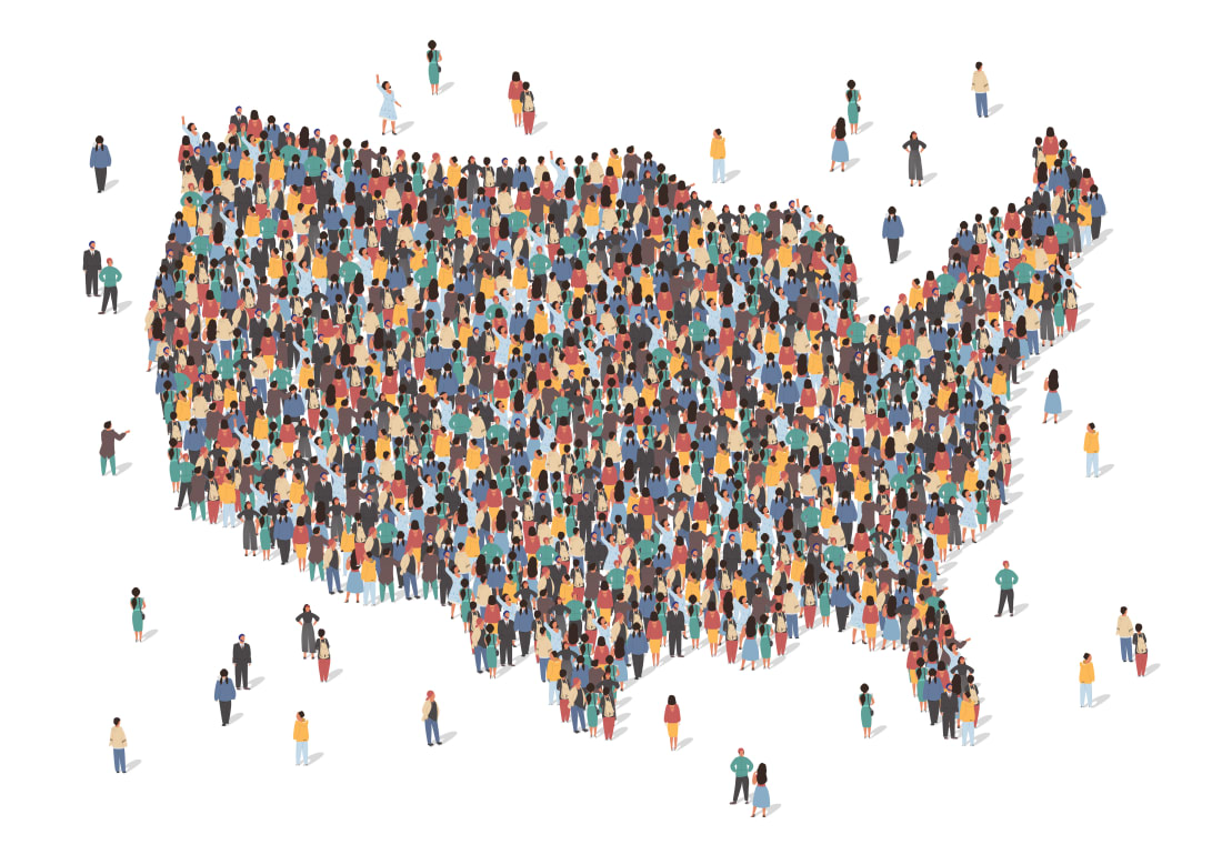 us map made of people illustration 