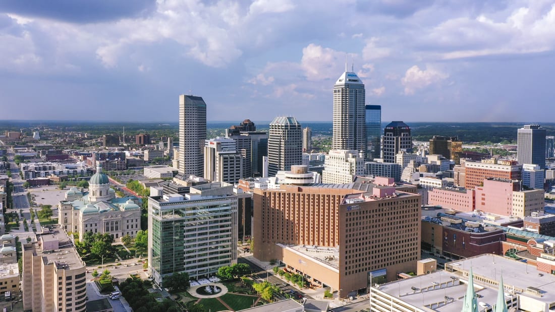 aerial view of downtown indianapolis