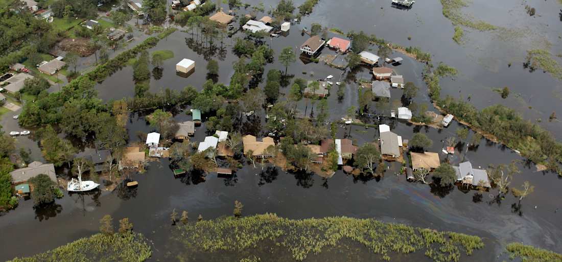 flooding in a neighborhood