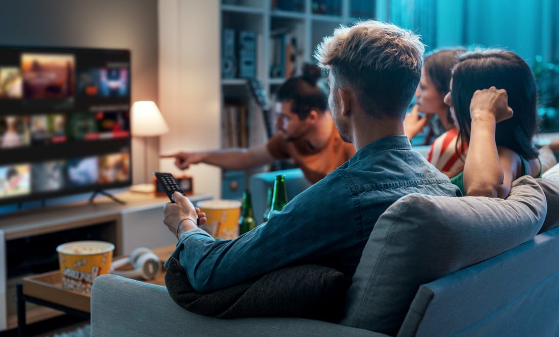 young folks watching tv