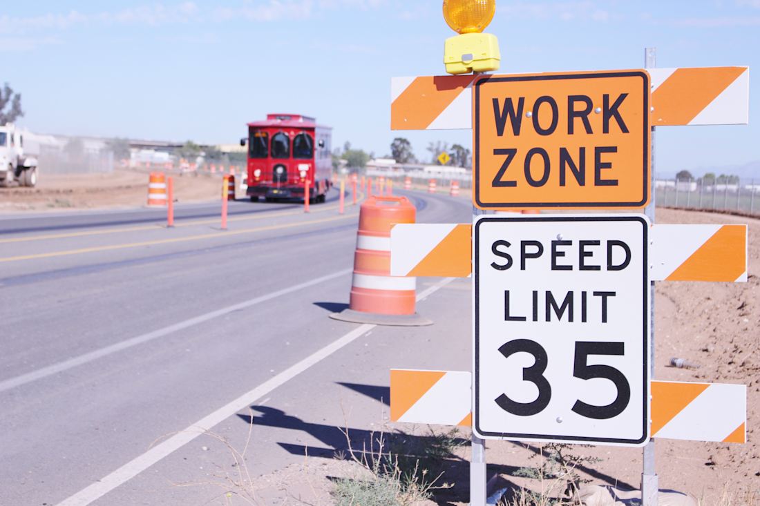work zone and speed limit sign