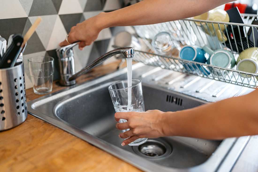 getting water from kitchen faucet