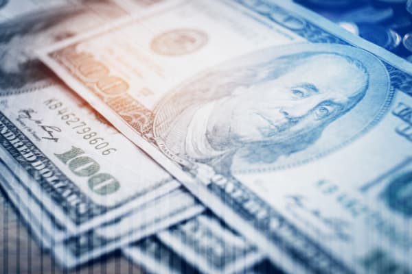 Stack of $100 bills in US money