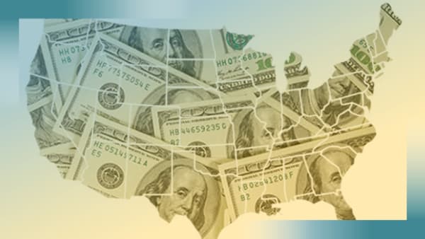 US State Map with money