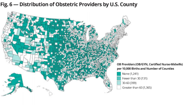 Figure 6: Distribution of Obstetric Providers by U.S. County