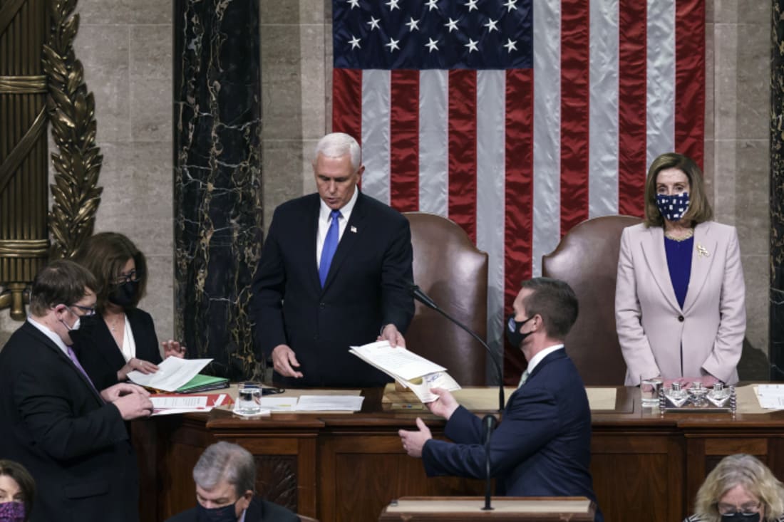 Vice President Mike Pence, Speaker Nancy Pelosi, in session