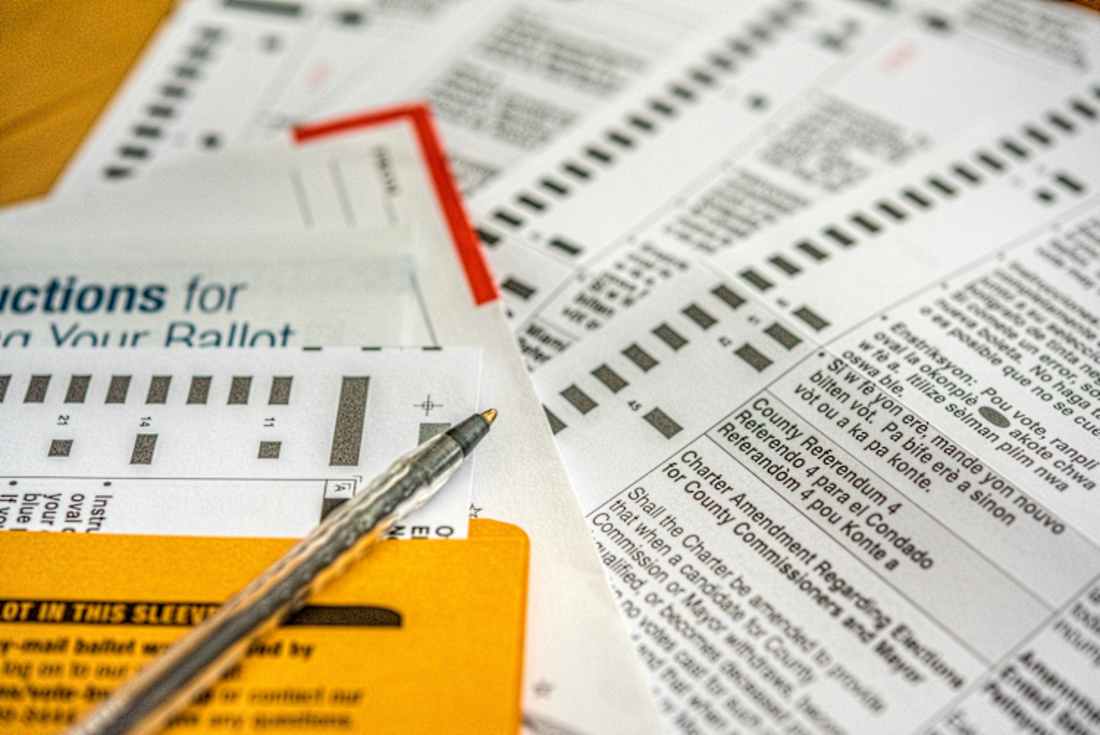 Close-up image of a ballot waiting to be filled out