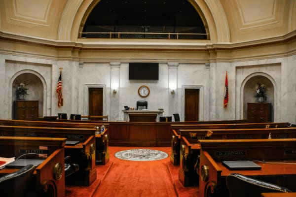 Senate Chamber inside the Arkansas State Capitol building