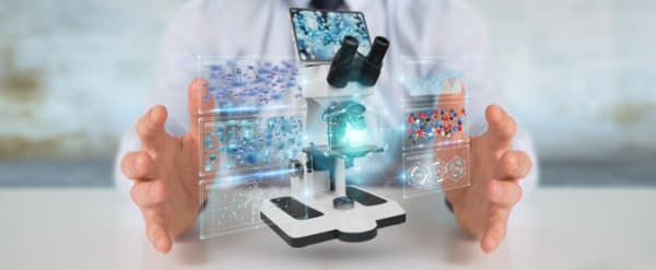 Modern microscope with digital analysis 3D rendering