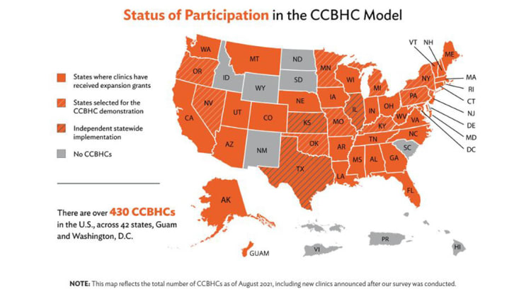Certified Community Behavioral Health Clinics CCBHC US map