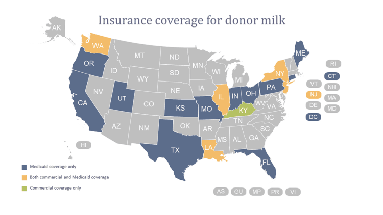 donor milk insurance coverage map