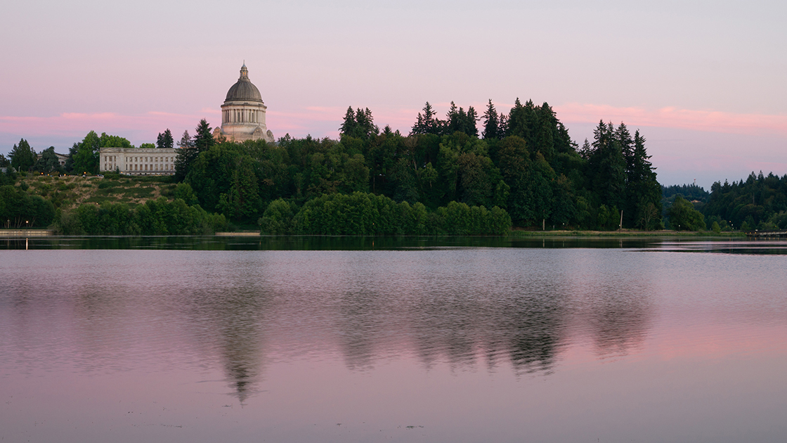 View of Olympia's capitol building across the water