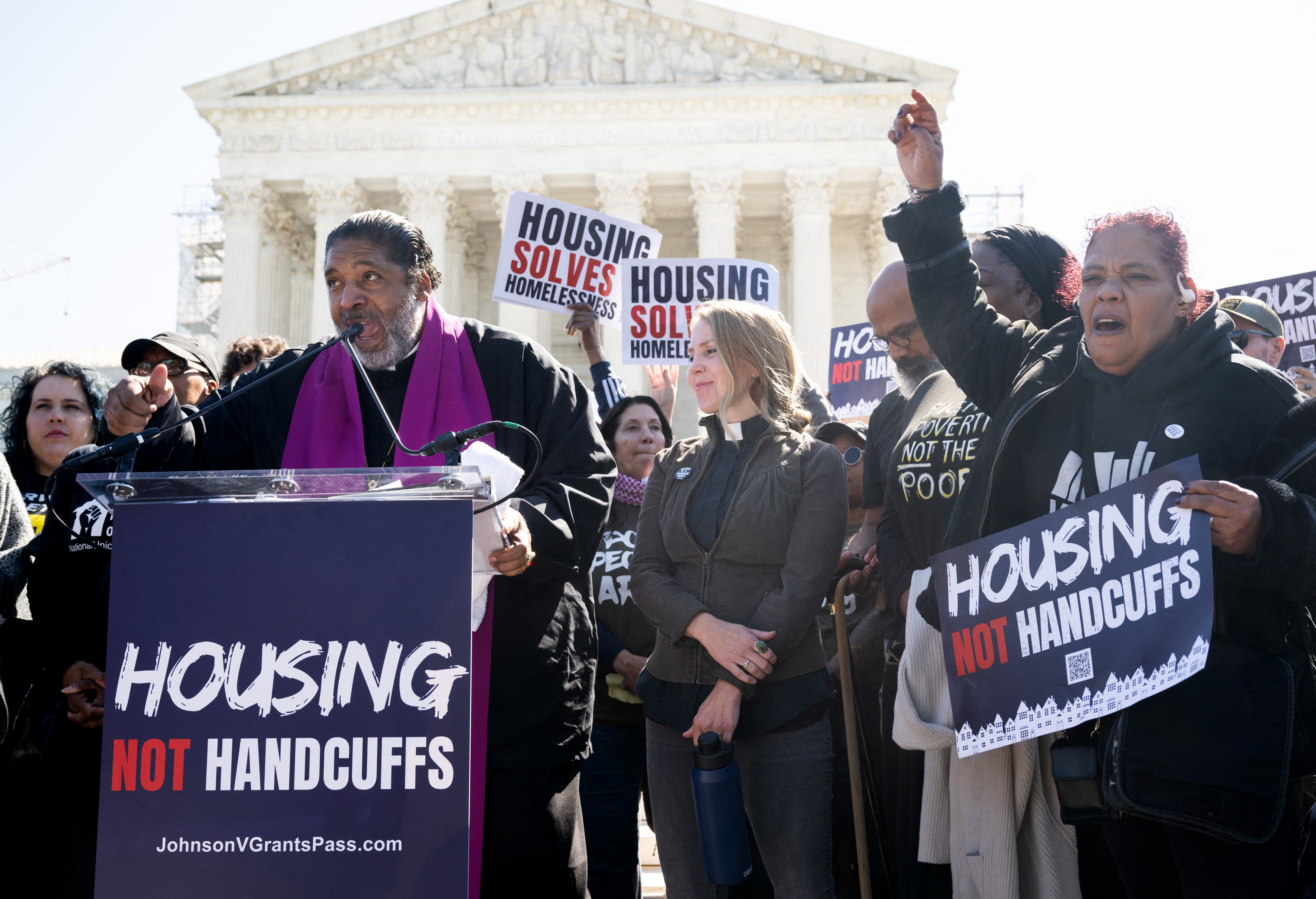 protest outside us supreme court building over homelessness crackdown