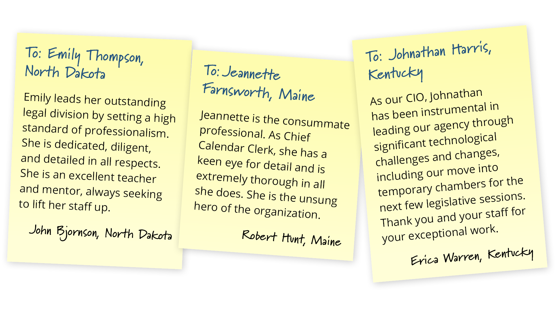 sticky notes with praise on them